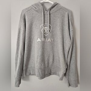Ariat Women's Hoodie Grey Size Silver Logo Croptop